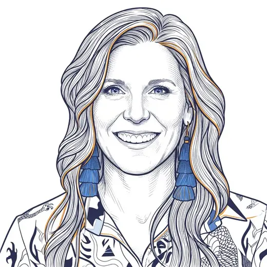 Line-art portrait of Jen Singer